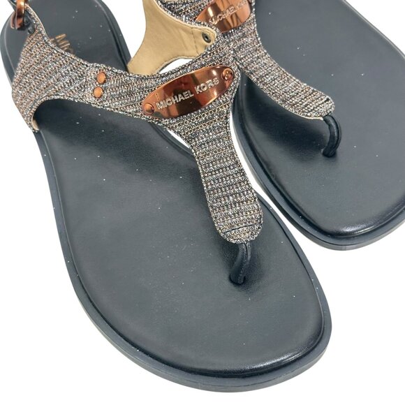 Michael Kors Plate Womens Copper/silver Shimmer Thong Sandals Size 6M- NWOT - Picture 7 of 11
